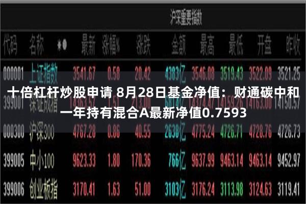 十倍杠杆炒股申请 8月28日基金净值：财通碳中和一年持有混合A最新净值0.7593