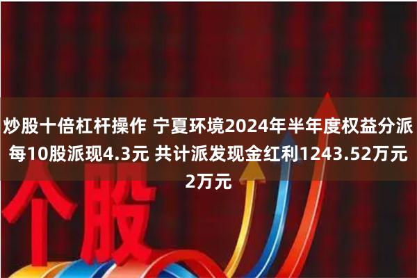 炒股十倍杠杆操作 宁夏环境2024年半年度权益分派每10股派现4.3元 共计派发现金红利1243.52万元