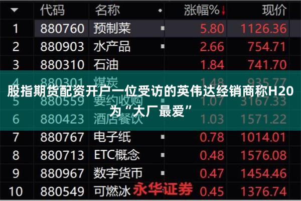 股指期货配资开户一位受访的英伟达经销商称H20为“大厂最爱”